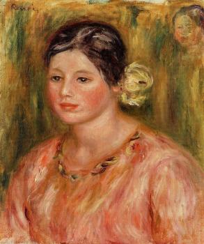 Pierre Auguste Renoir : Head of a Young Girl in Red